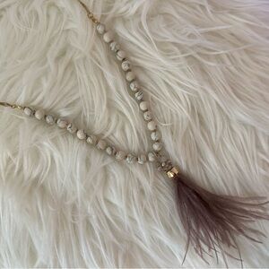 Feather & Marble Drop Necklace